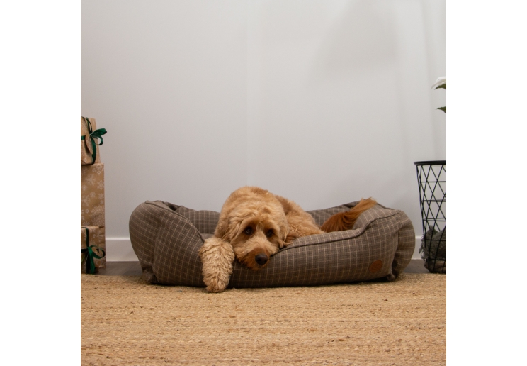 Brown Check Dog Bed